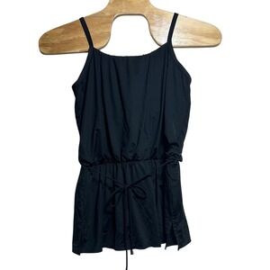 Miraclesuit Black Ruched Empire Waist Tankini Swim Top Cover Up Size 16